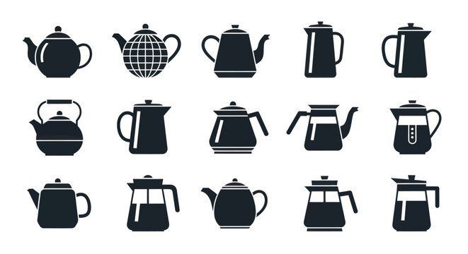 Collection of various tea kettle designs.