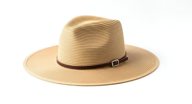 Straw boonie hat with leather belt and silver buckle