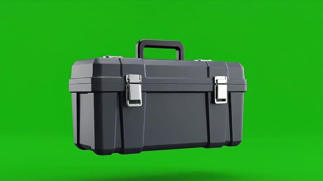 Toolbox on Green Screen Background for Construction and Repair Projects.