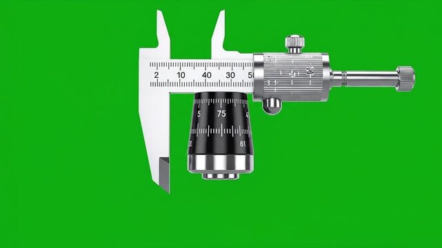 Precision Measurement Tool Animation on Green Screen for Technical Applications.