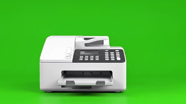 Modern Multifunction Printer Isolated on Green Screen for Office Use.