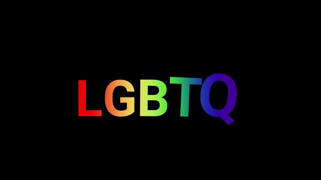 lgbtq pride month rainbow typography animation, pride month rainbow gradient animation,Colorful text animation for pride month,Rainbow flag inside LGBT text