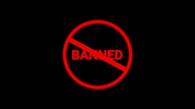 Red stamp Banned business imprint animation white background denied stamp video. Stamp with the text Banned animation stamping. Motion graphics of stop red circle concept