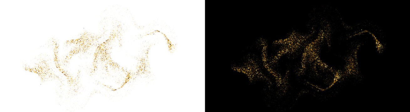 PNG image of&nbsp;Swirling golden glitter dust stream particle effect abstract design element on transparent background