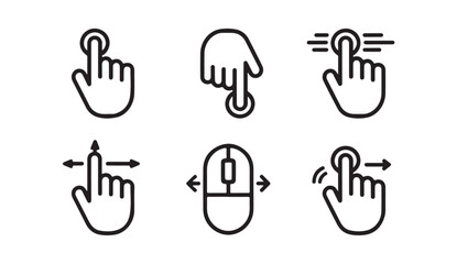 Fototapeta premium Mouse cursor clicks tap scroll gestures computer hand pointer and arrow digital device