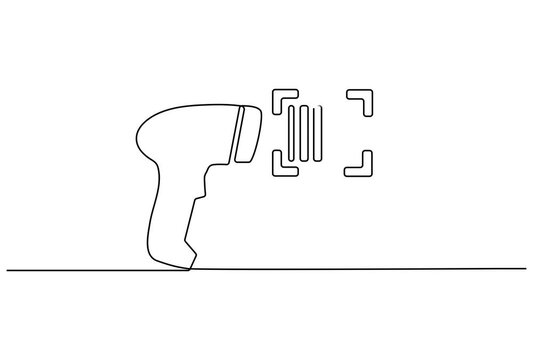 Animation continuous line drawing Barcode scanner, barcode reader, scanning icon, minimalist design, line art
