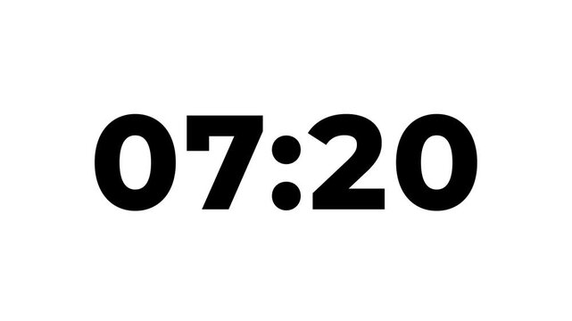 8 Minute countdown, 480s second Digital Countdown timer animation from 480 to 0 seconds, Simple 8 Minute countdown timer. 480s second countdown with black background. 4k