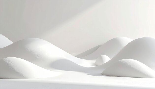 All white minimalist claymorphism background with soft matte rounded shapes and gentle shadows