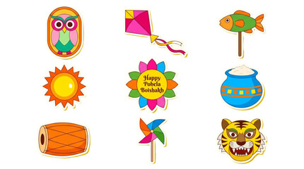 Fototapeta premium Festive Bengali New Year Icons for Web Design and Marketing - Joyful Celebration Elements