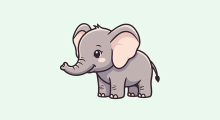 Obraz premium Adorable cartoon elephant with large ears and a playful trunk