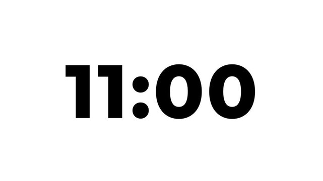 12 Minute countdown, 720s second Digital Countdown timer animation from 720 to 0 seconds, Simple 12 Minute countdown timer. 720s second countdown with black background. 4k
