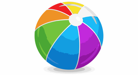 Obraz premium A colorful, segmented inflatable sphere with a white center, casting a soft shadow
