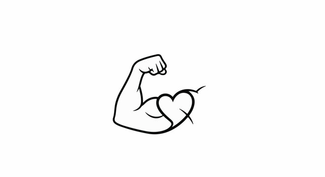 A flexed arm with a heart on the bicep