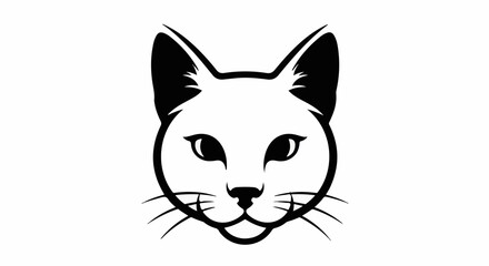 Fototapeta premium A simple black and white graphic illustration of a cat's face
