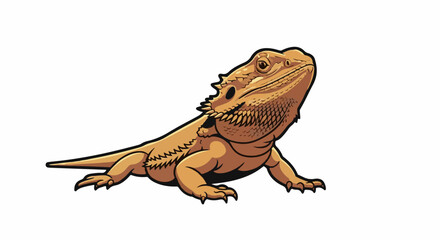Naklejka premium Cartoon bearded dragon reptile with spiky scales and alert eyes