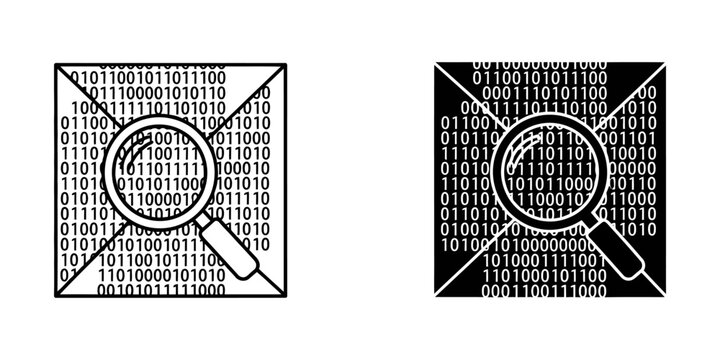 binary code inspection with magnifying glass vector illustration flat design