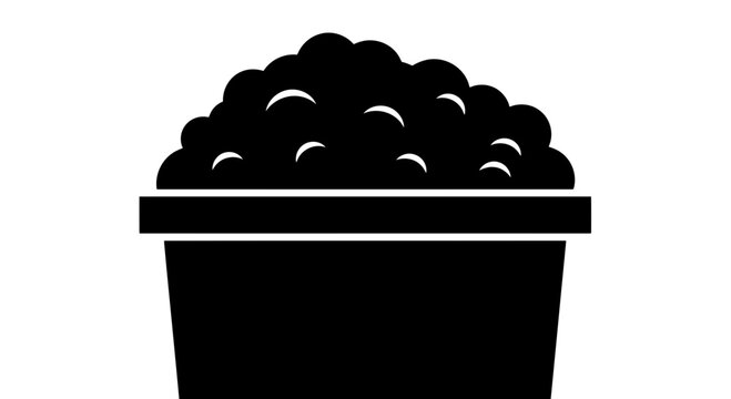 A black and white image of a container filled with round objects.