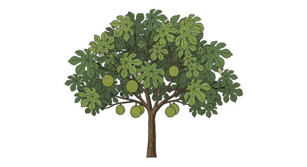 Obraz premium breadfruit vector and thick breadfruit tree