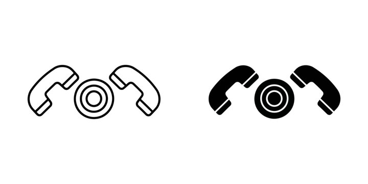 vintage rotary telephone handsets set flat design vector illustration