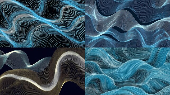 Seamless rhythmic wave line pattern flowing modern design