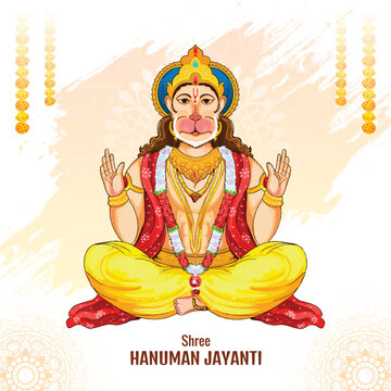 Cultural indian festival happy hanuman jayanti greeting card design