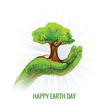 Happy earth day concept background with holding hands design