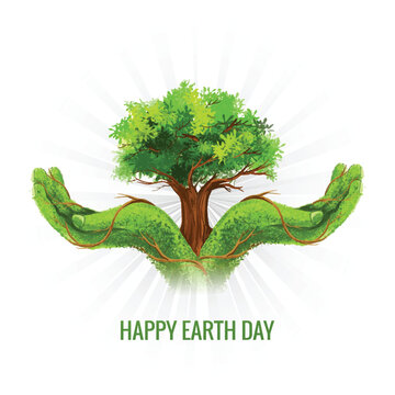 Happy earth day concept background with holding hands design