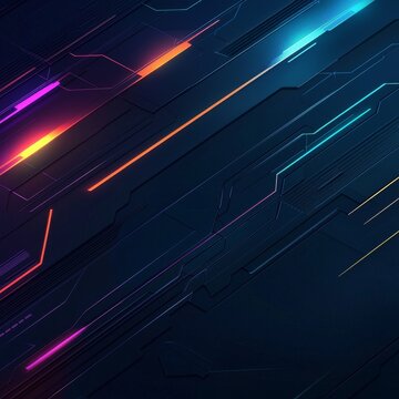Abstract Techno Background with Angular Patterns and Crystal Circuit Elements