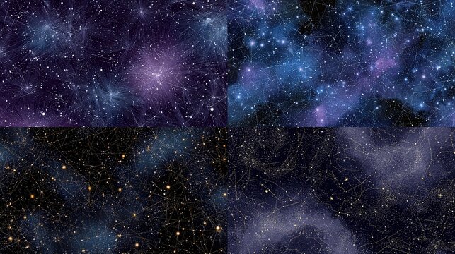 Seamless cosmic constellation pattern with delicate stars