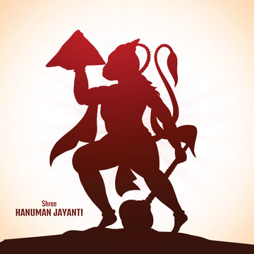 Happy hanuman jayanti indian religious festival decorative card