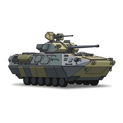 Obraz premium Military Tank with Gun Turret.
