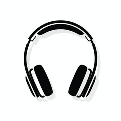 Fototapeta premium A minimalist black and white graphic of over-ear headphones with a soft shadow