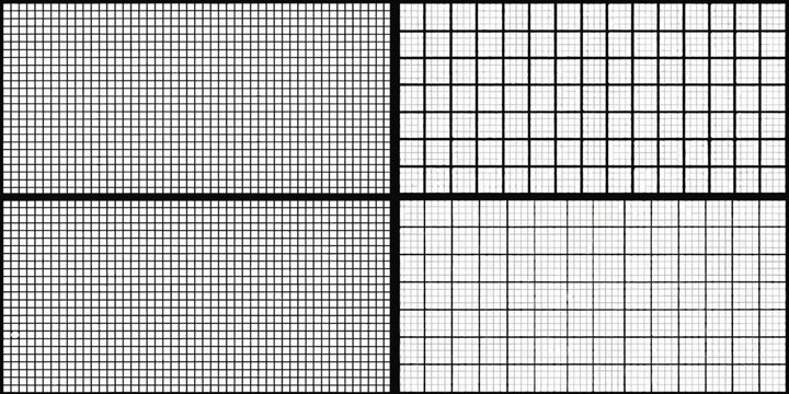Four quadrants displaying a consistent grid pattern with white and black