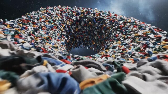 Colorful socks swirling around a vortex of clothing.