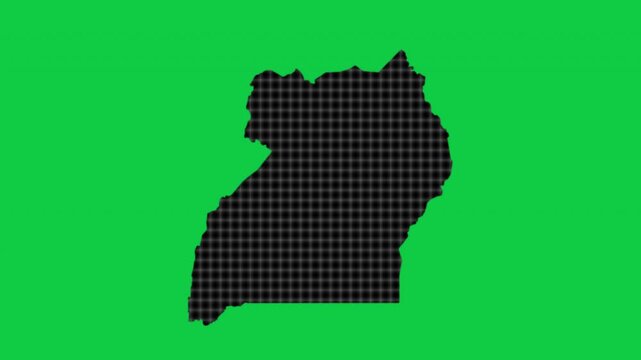 Uganda black cells effect map pop animation green background