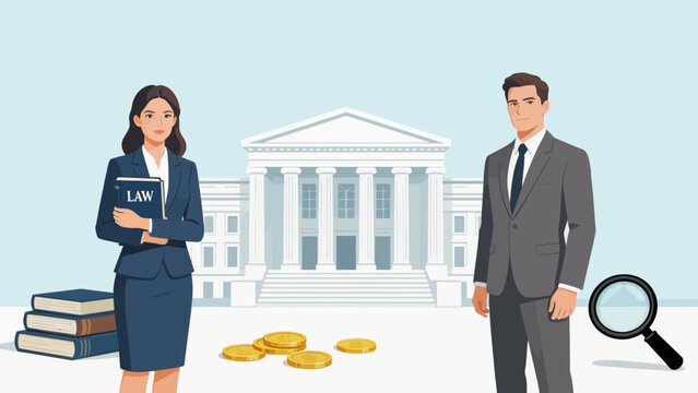 Lawyers in front of courthouse