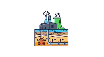 Fototapeta premium Visual Representation of Earth's Thermal Energy Harnessing for Sustainable Power Generation in an Industrial Setting