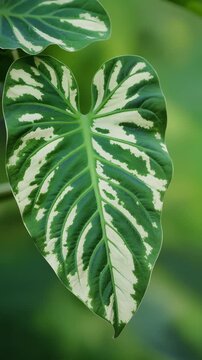 Maranta leaf with white spots.
