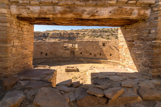 USA, New Mexico, Chaco Canyon.   Casa Rinconada, ancestral Puebloan archaeological site.