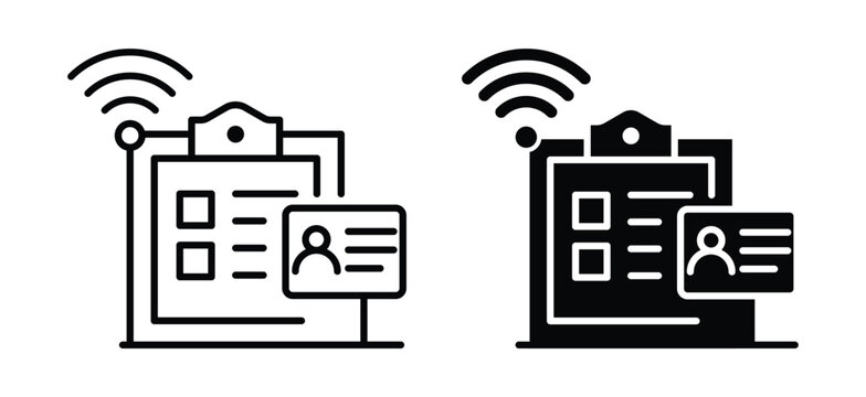 Modern Wireless Identification System Icon Set for Digital Security Applications