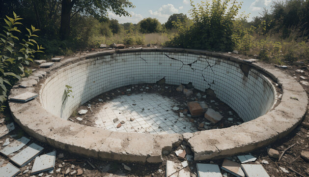 Empty Pool Drought Summer Concept
