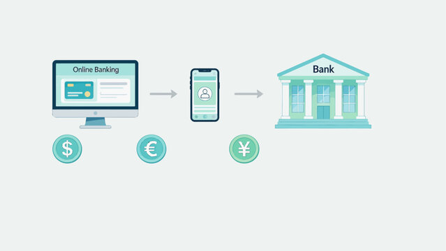 Online banking flow with currency symbols