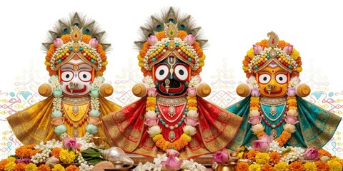 Fototapeta premium Jagannath Trio Vibrant Hindu Festival Background