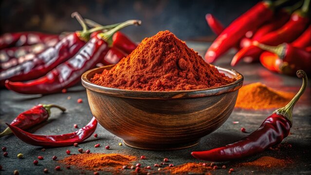 A photo of paprika powder in a bowl, dried red peppers, spice, cooking, food, culinary, kitchen, seasoning, spices, paprika