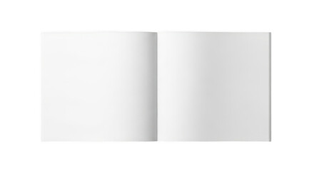 A high quality top view of an open square brochure with blank white pages for custom design work isolated on transparent background,png