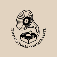 Obraz premium An artistic design of a vintage vinyl record player symbolizing nostalgia and love for music, enriching any space with its classic charm and timeless appeal for audiophiles.