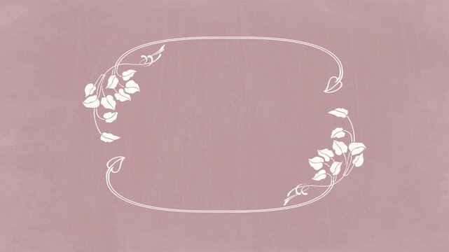 Art Nouveau Botanical Wedding Frame on Rustic Dusty Pink Chalkboard	
