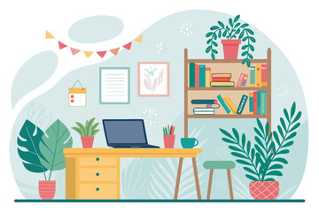 Obraz premium Vibrant Home Workspace Vibrant Colors Vec Creative Visual