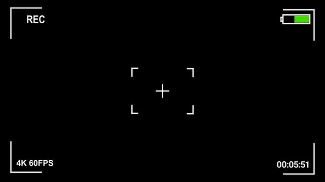 Camera recorder screen overlay 4K animation 30 second