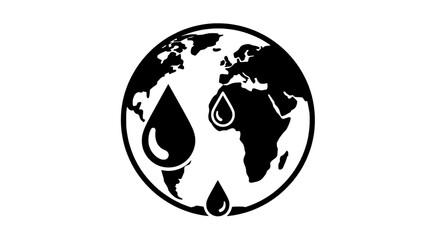 Obraz premium Droplets fall on Earth map illustration